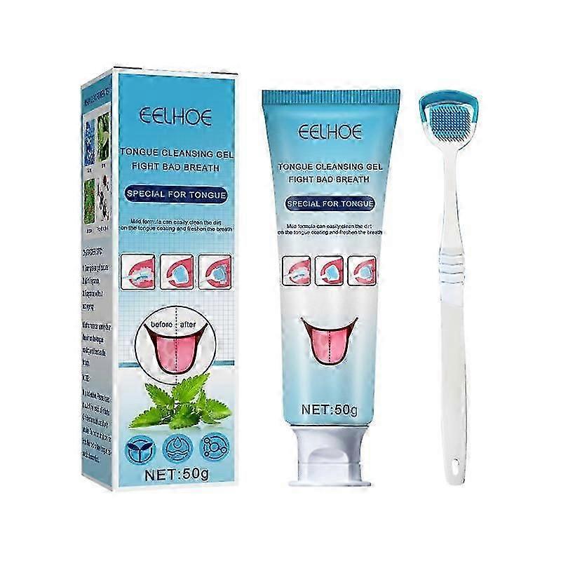 Tongue Cleansing Gel With Brush Silicone Tongue Cleaner Scraper Toothbrush