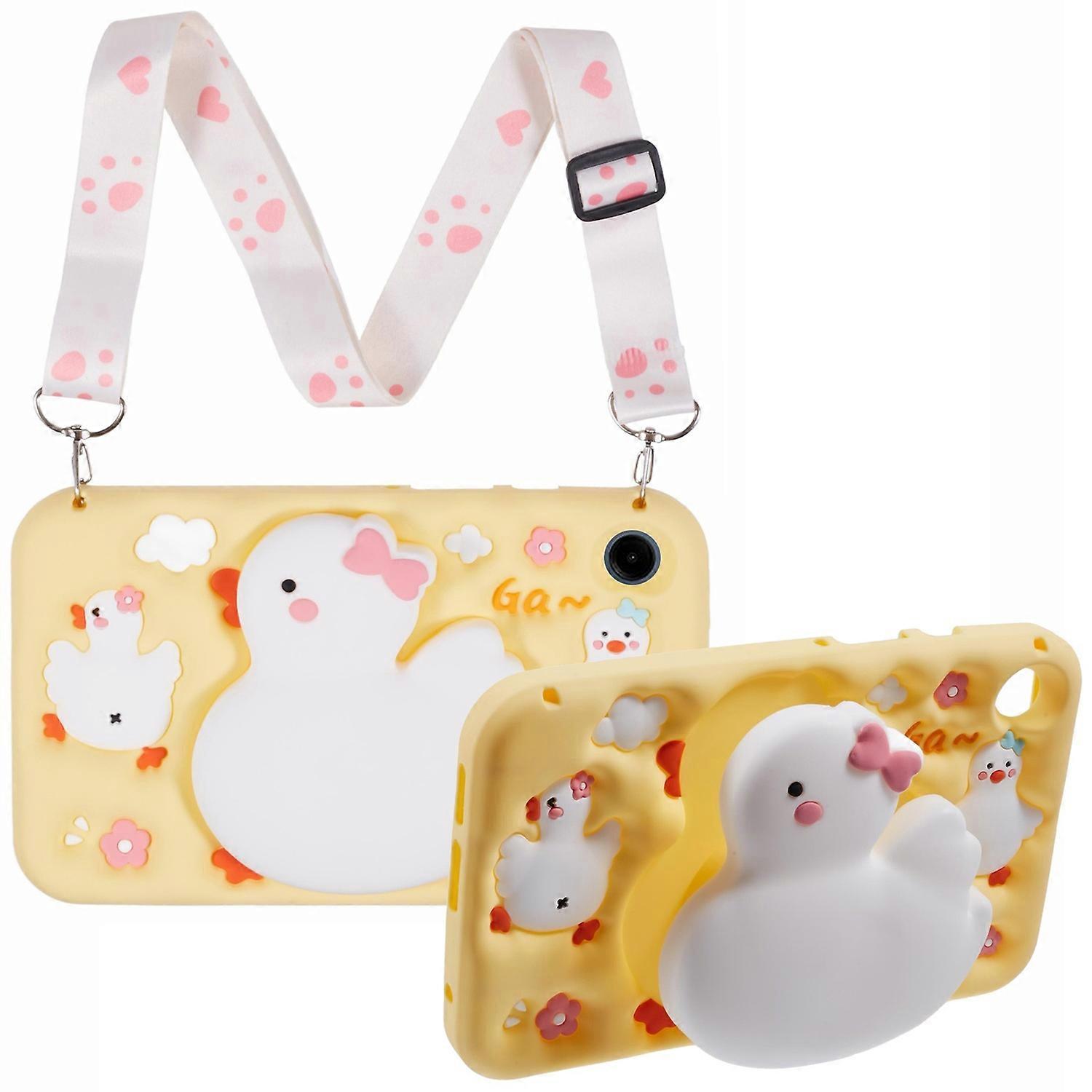 For Samsung Galaxy Tab A9 Tablet Case 3D Duck Pattern Design Protective Cover with Shoulder Strap