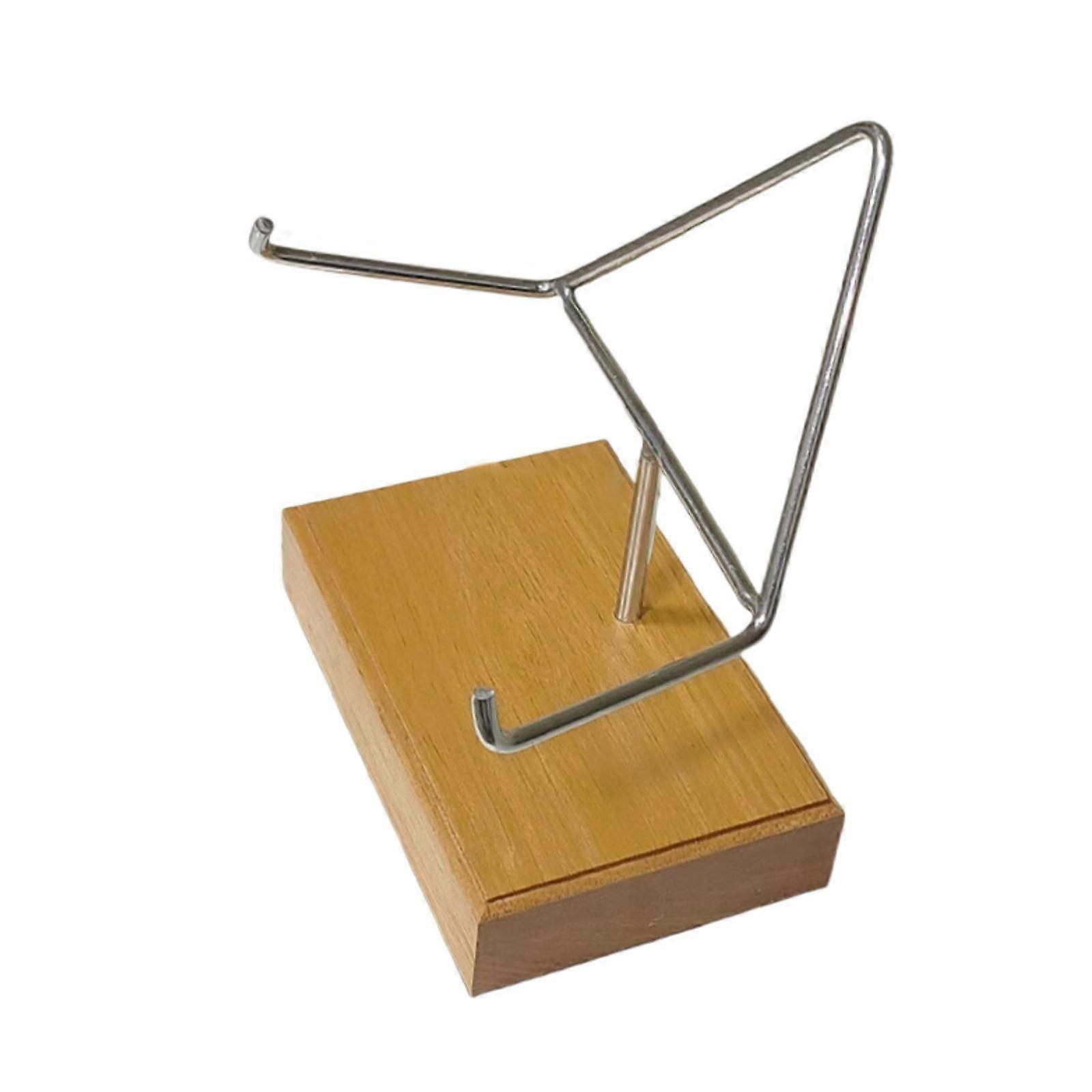 Metal Arm Display Stand Easel with Wood Base for Small Collectibles Tabletop Style A