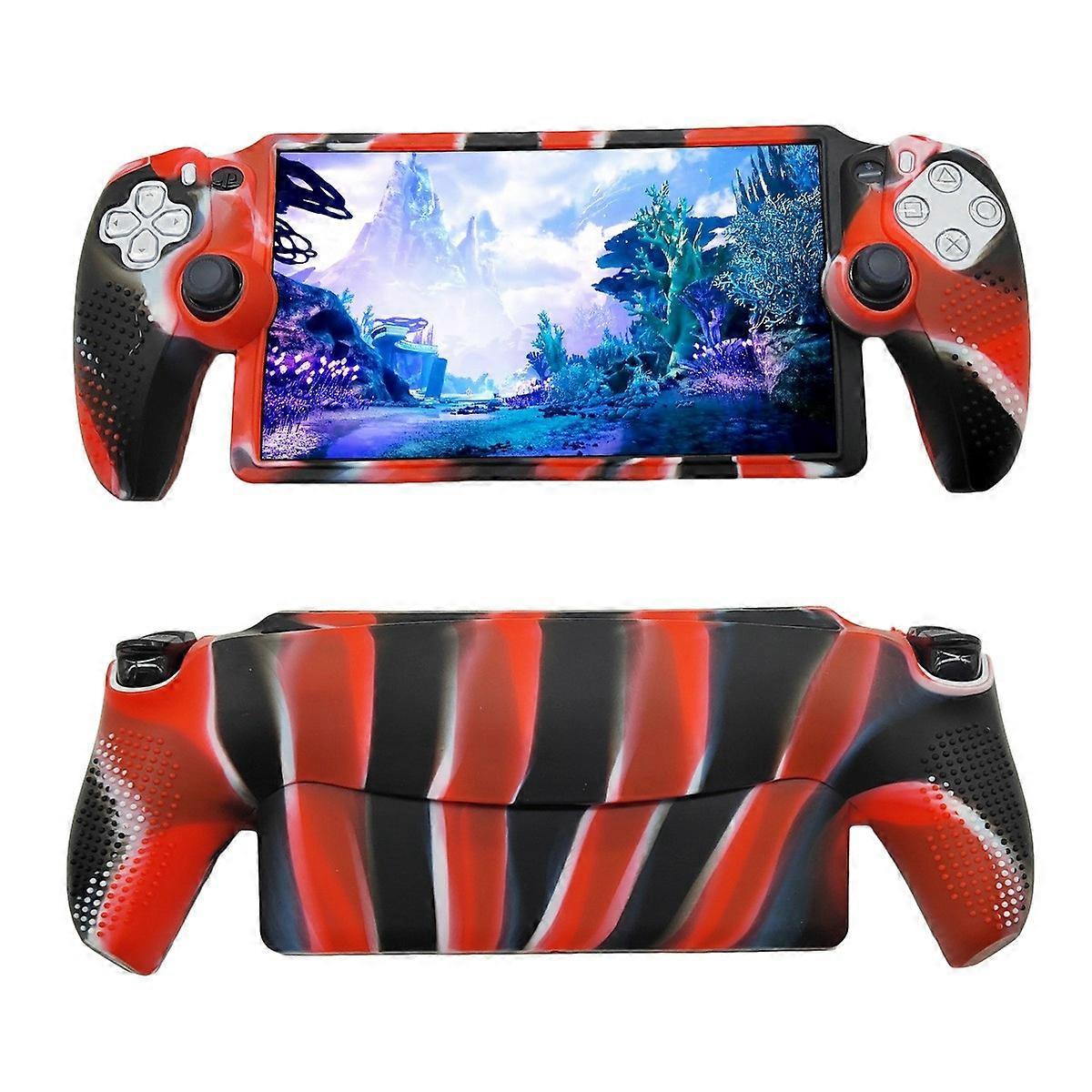 For Sony PS5 Portal Anti-Scratch Game Controller Protector Silicone Sleeve Case-Camouflage Red