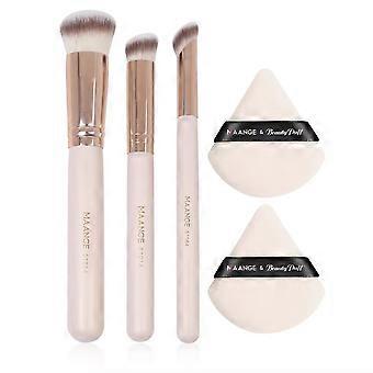 Set of 3 Makeup Brushes + 2 Air Cushion Brushes for Face, Eyeshadow, Concealer, Foundation, and Blush