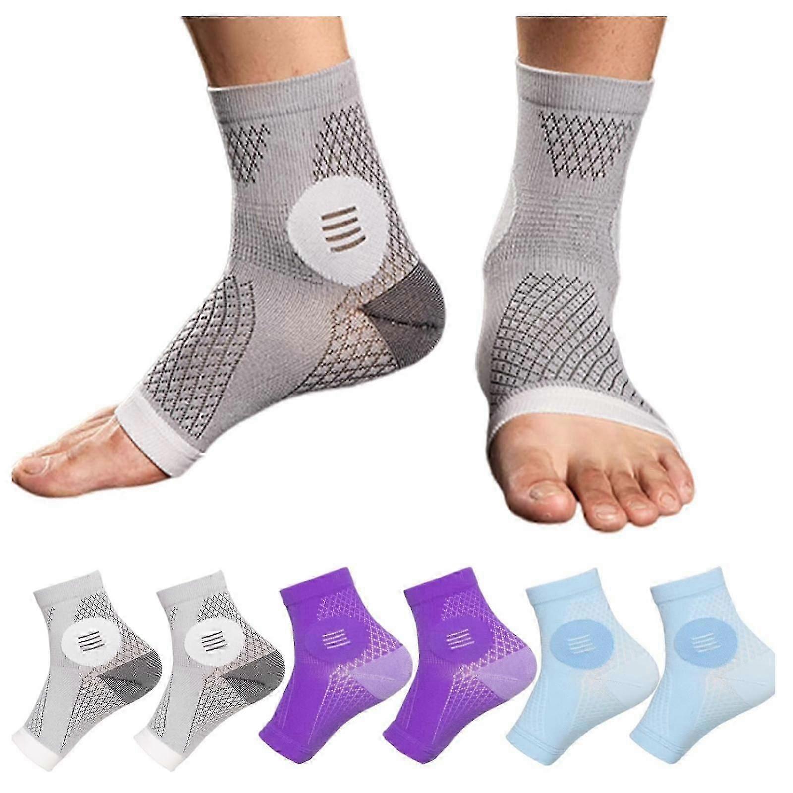 3 Pairs of Neuropathy Socks - Compression Relief Sock Ankle Sleeves for Arch Support, Achilles Tendonitis and Foot Pain (6 Colors, Size XL)