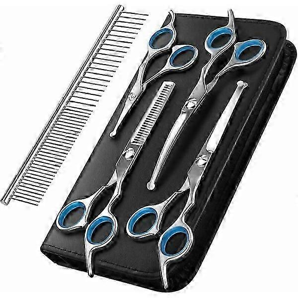 Pet Grooming Scissors Professional Clipper Set Blue Handle Complete Set for Pets Split HANBING