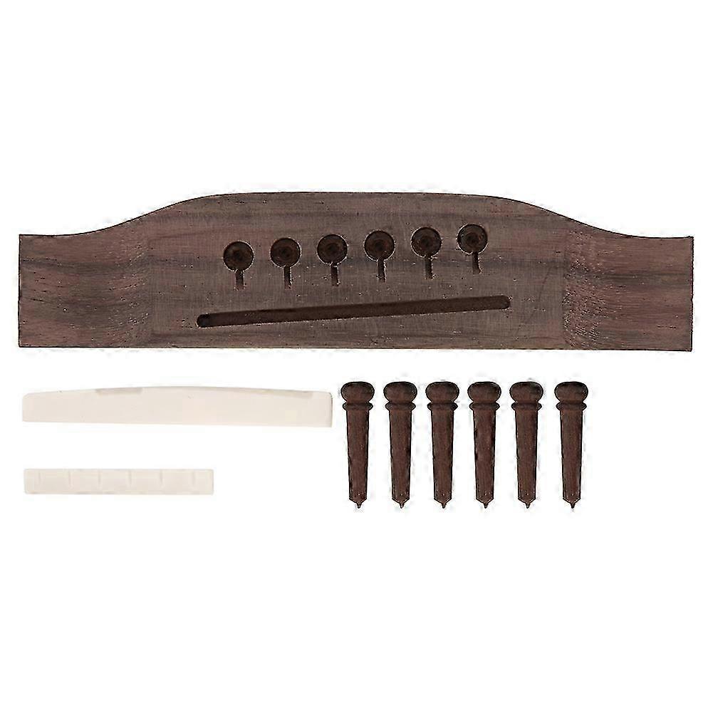 Ponte in palissandro Osso Nut Sella 6 Pz String Pin Accessori per chitarra acustica (colore palissandro)