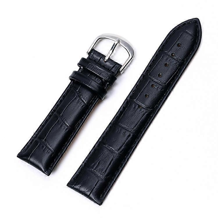 Crocodile patterned ribbon of black leather
