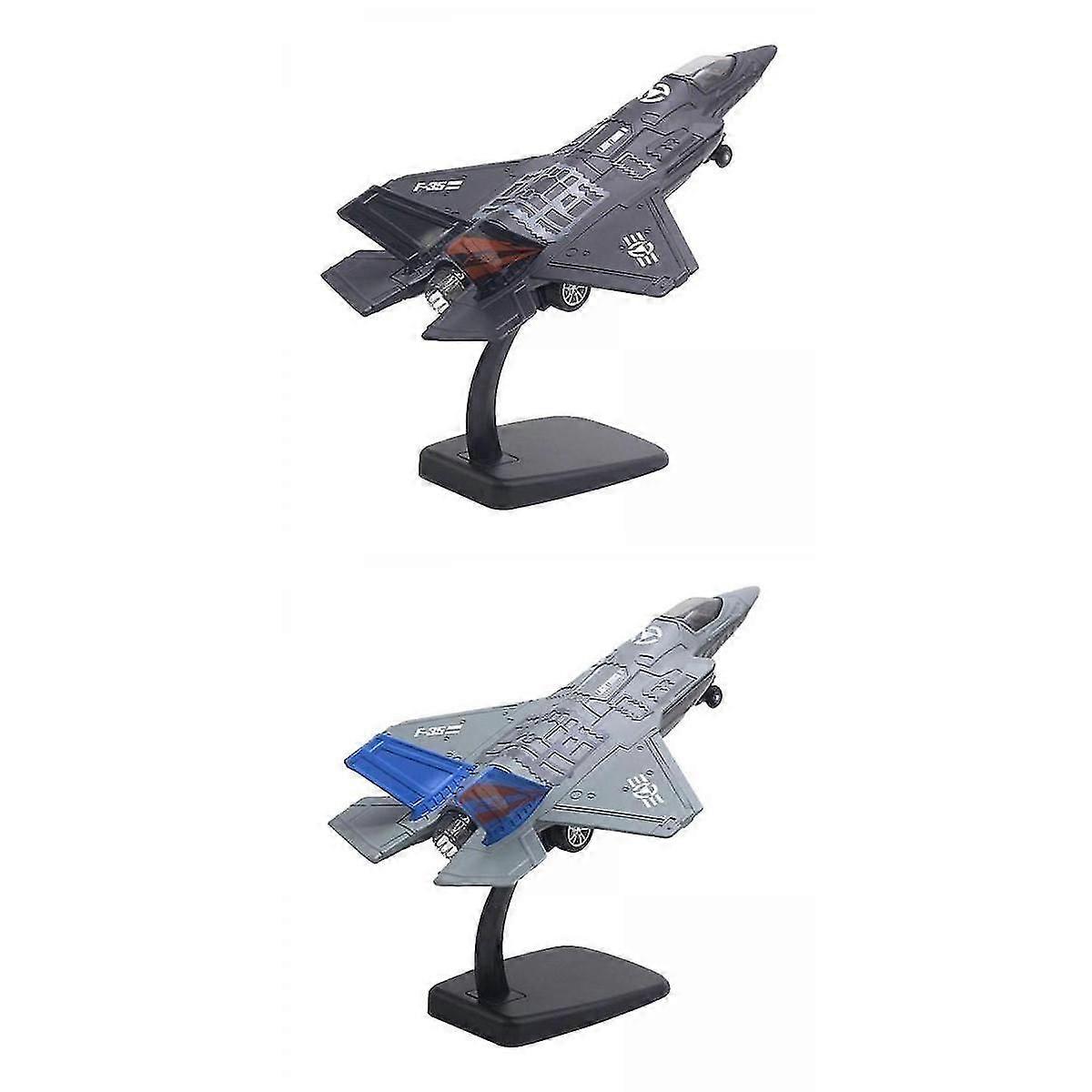 2x Simulazione lega pressofusa metallo aeronautico aereo aereo blu nero