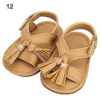 Sommer Baby Piger Sandaler Anti-Slip Første Gåsko Spædbarn Baby Baby Sko (lysebrun 12)