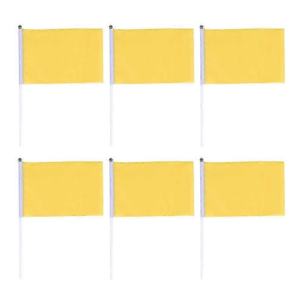 50pcs Handheld Square Flags Solid Color Mini Flag Party Supplies Party Celebration Flags (yellow)