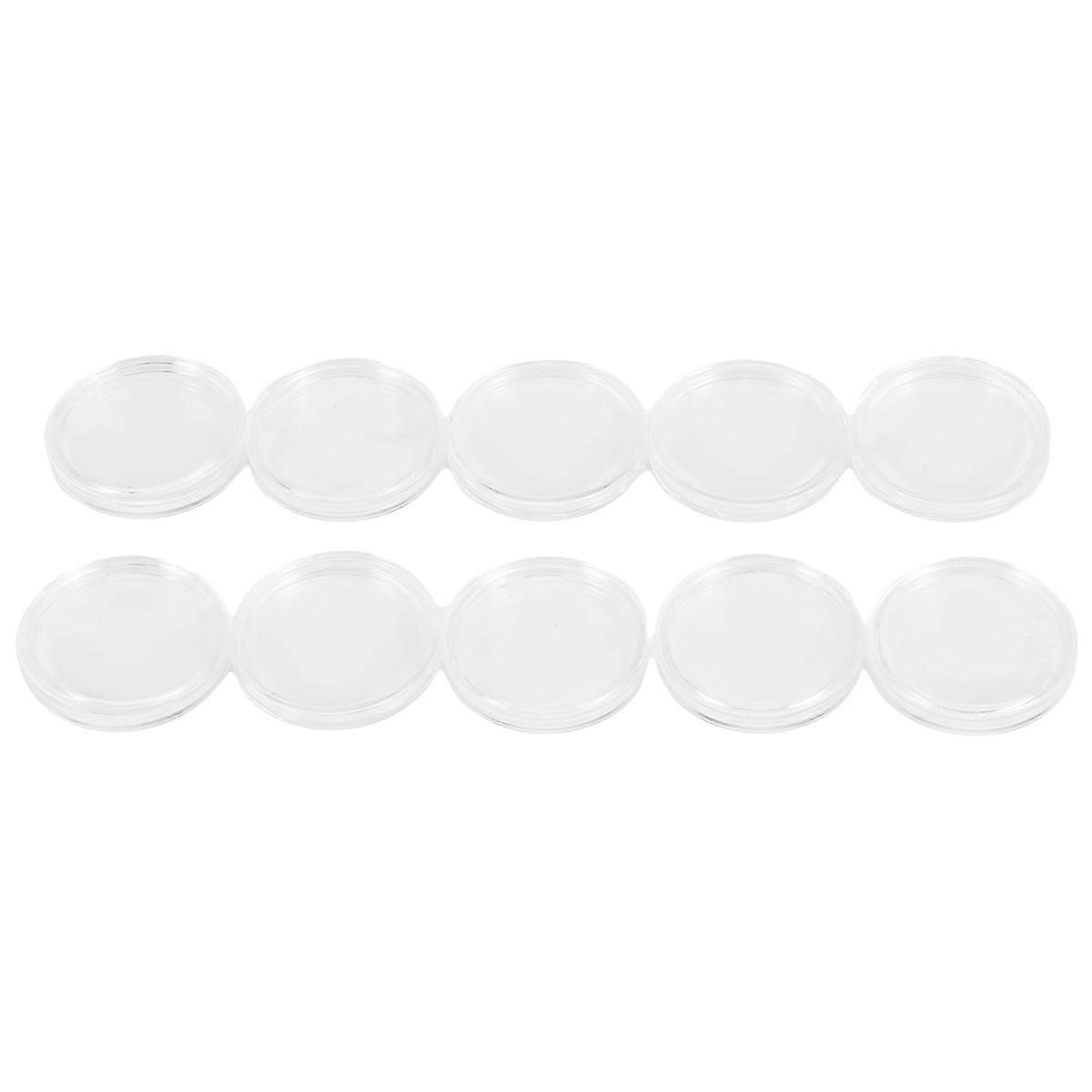10 pcs Small round transparent plastic coin capsules box 24mm