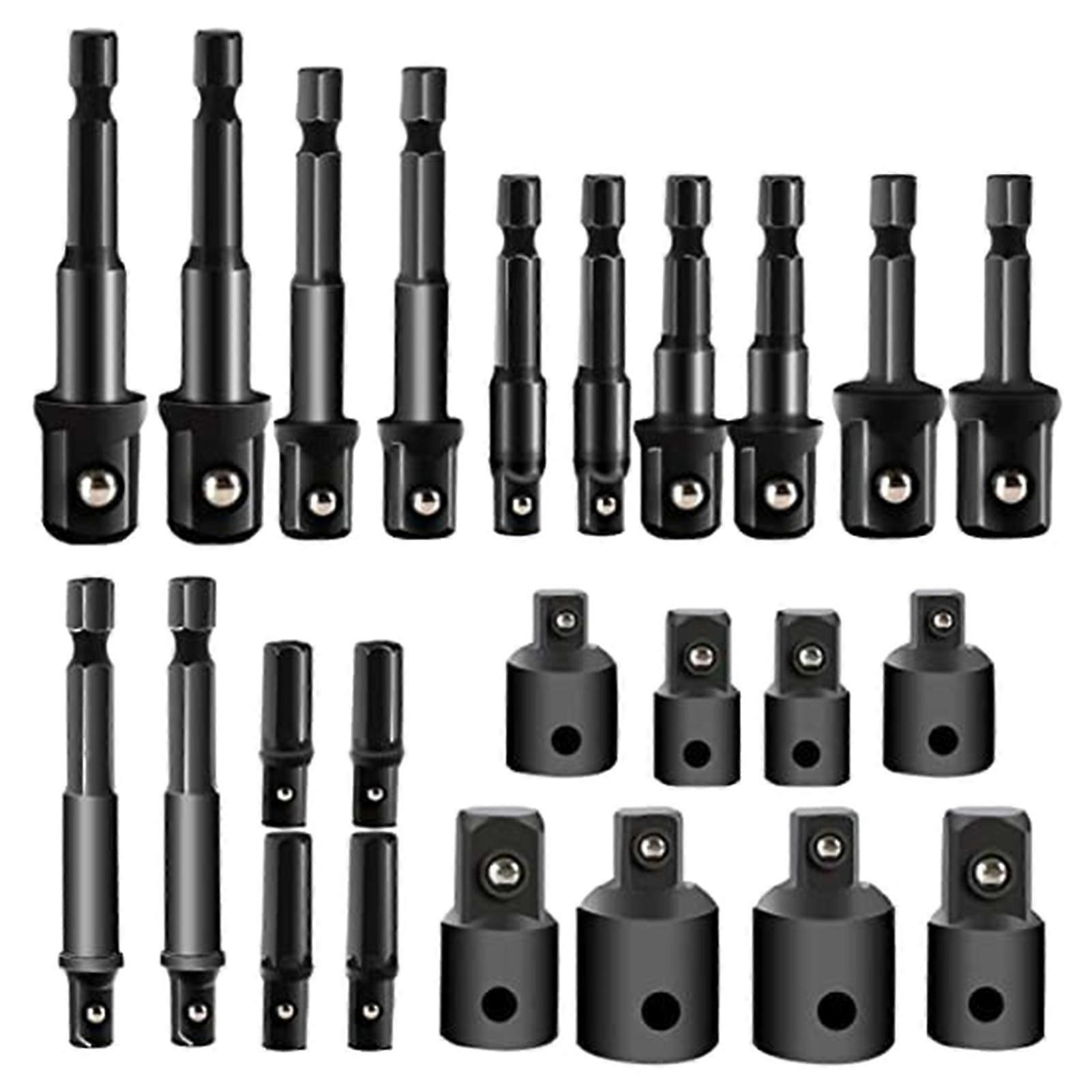 24PCS Impact Extension & Socket Adapter H-ex Shank Drill Extension Bit Socket Set Kit Portable