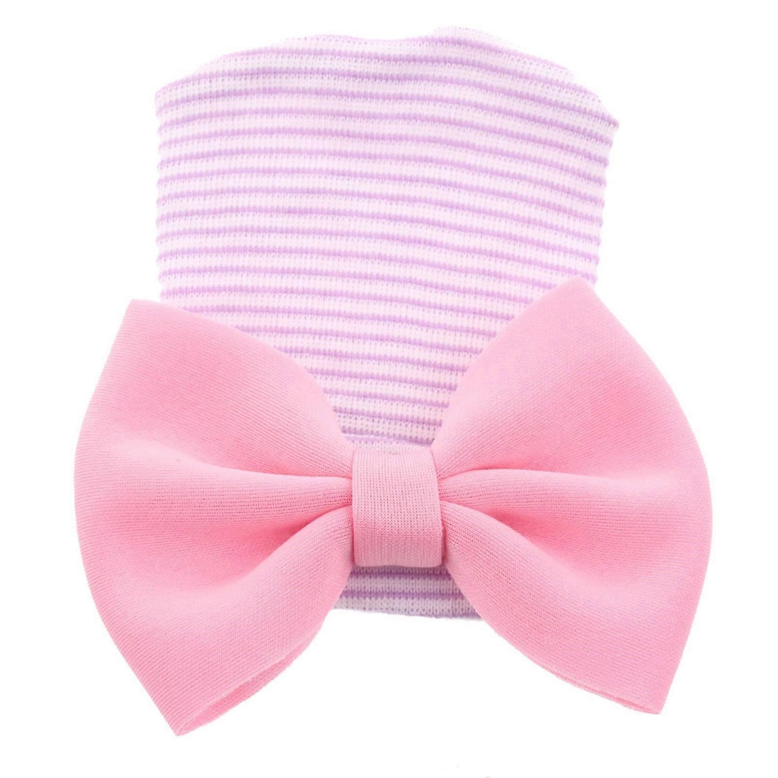 편안한 아기 보닛 면 통기성 따뜻한 줄무늬 모자 달콤한 나비 매듭 보닛 모자 헤드기어 유아 0-1 개월 색상 H