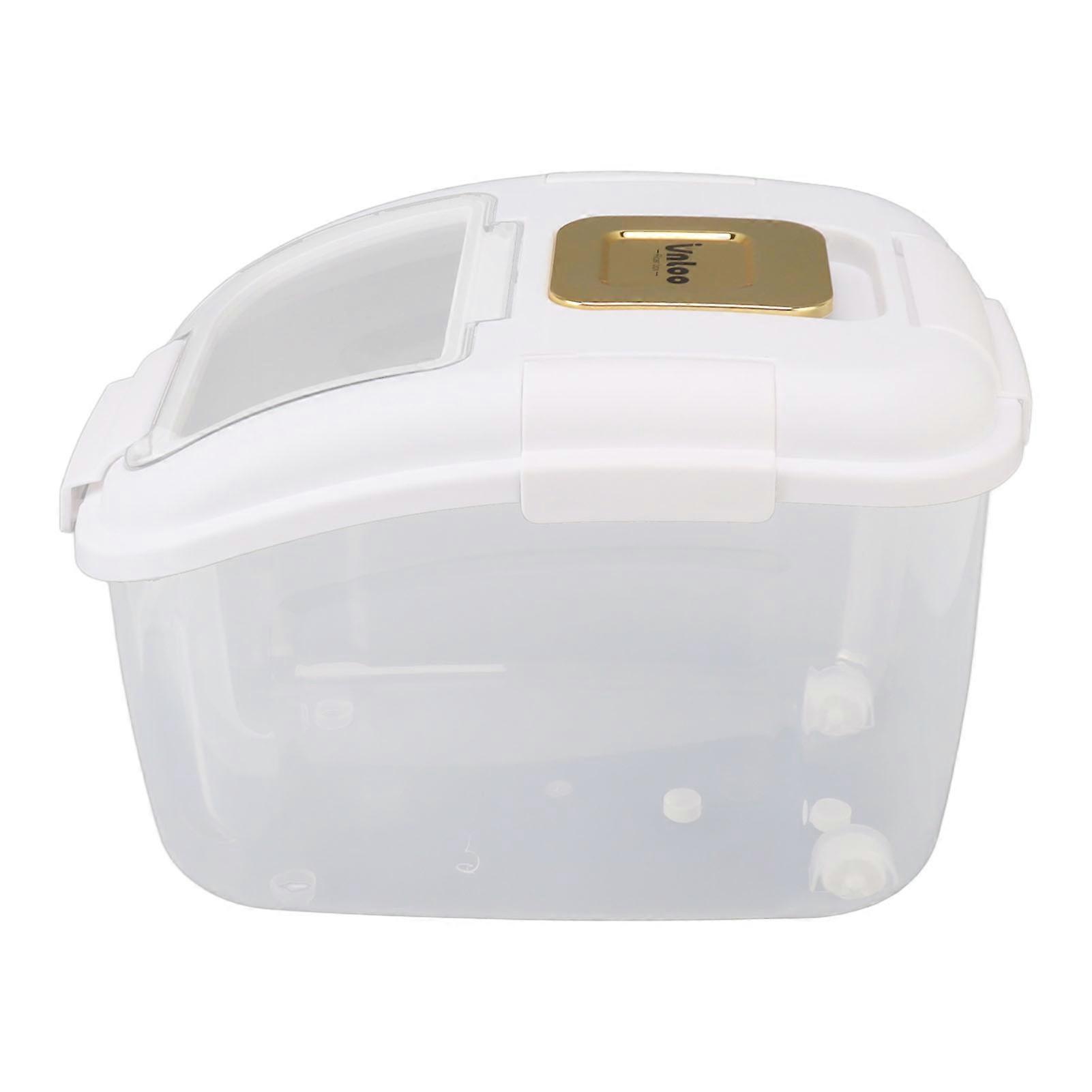 Rice Storage Box with Clear Cover Insect Proof Large Capacity Perfect Sealing Food Storage Container for Home White 10KG