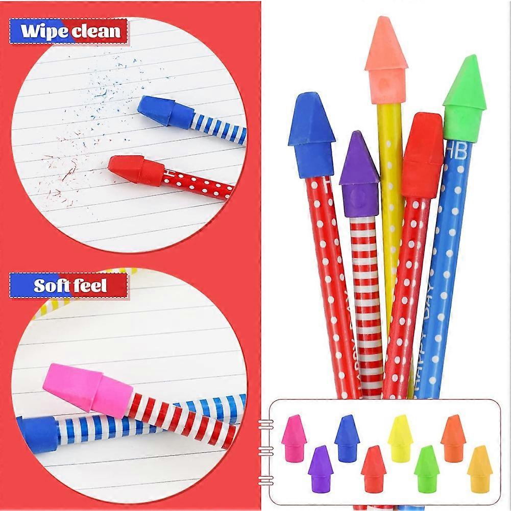 500PCS Caps Pencil Erasers Chisel Shape Pencil Eraser Caps