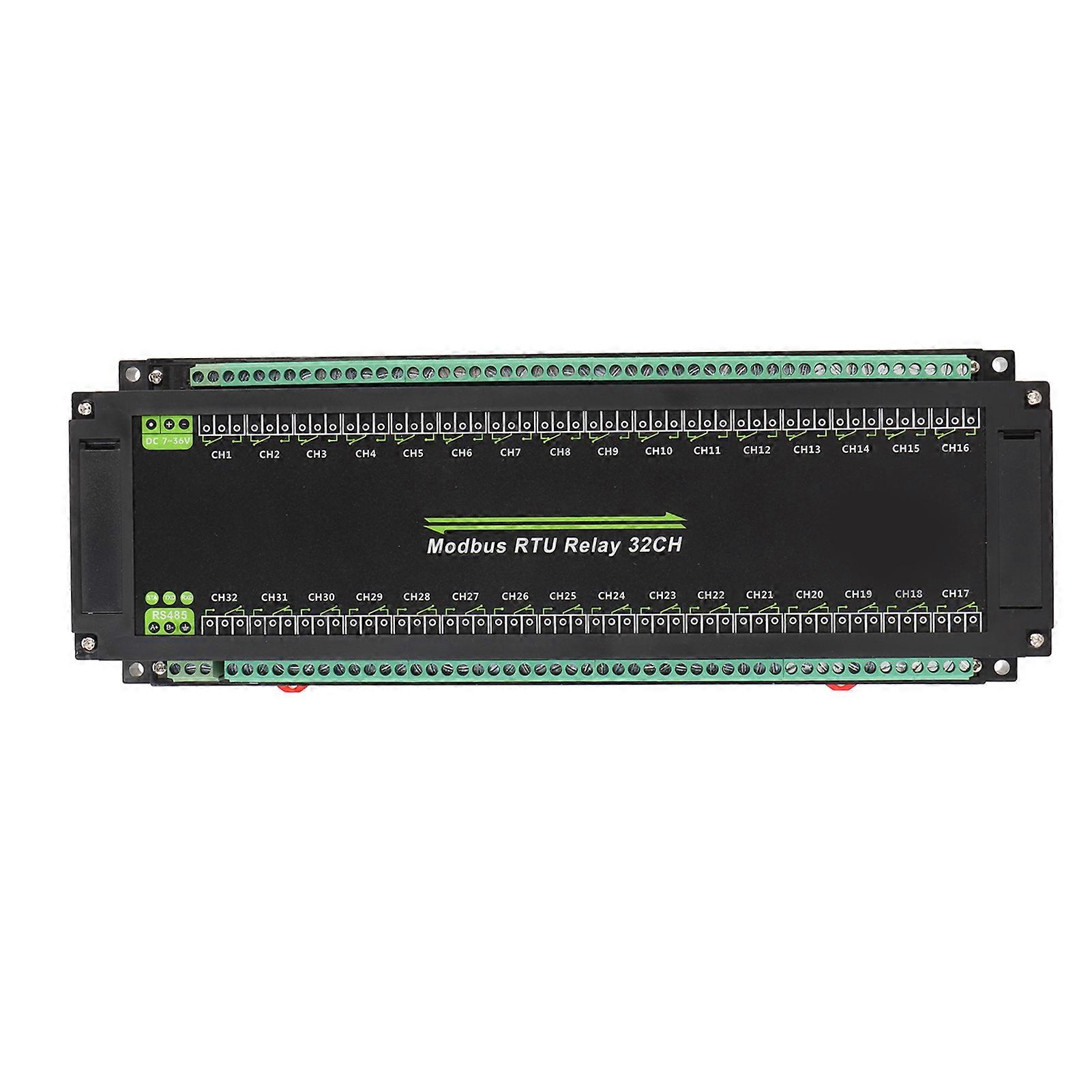 32 Channel RTU Relay Module with Optocoupler Isolation, Rail Mount RS485 Relay Module for Industrial and Home Automation Applications