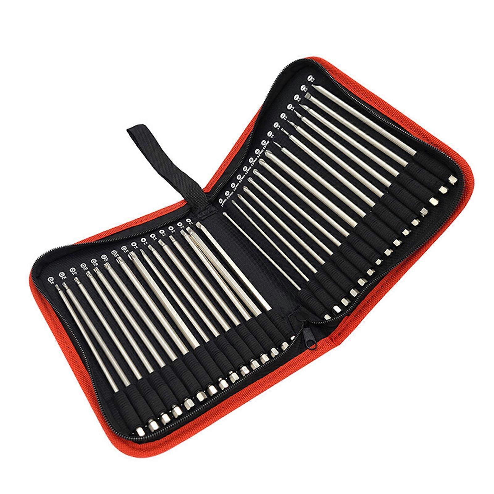 30 Pcs S2 Screwdriver Bit Set Security Bit Set Long Screwdriver Bits Kit Slotted for Cross Square Torx Bits with Pouch