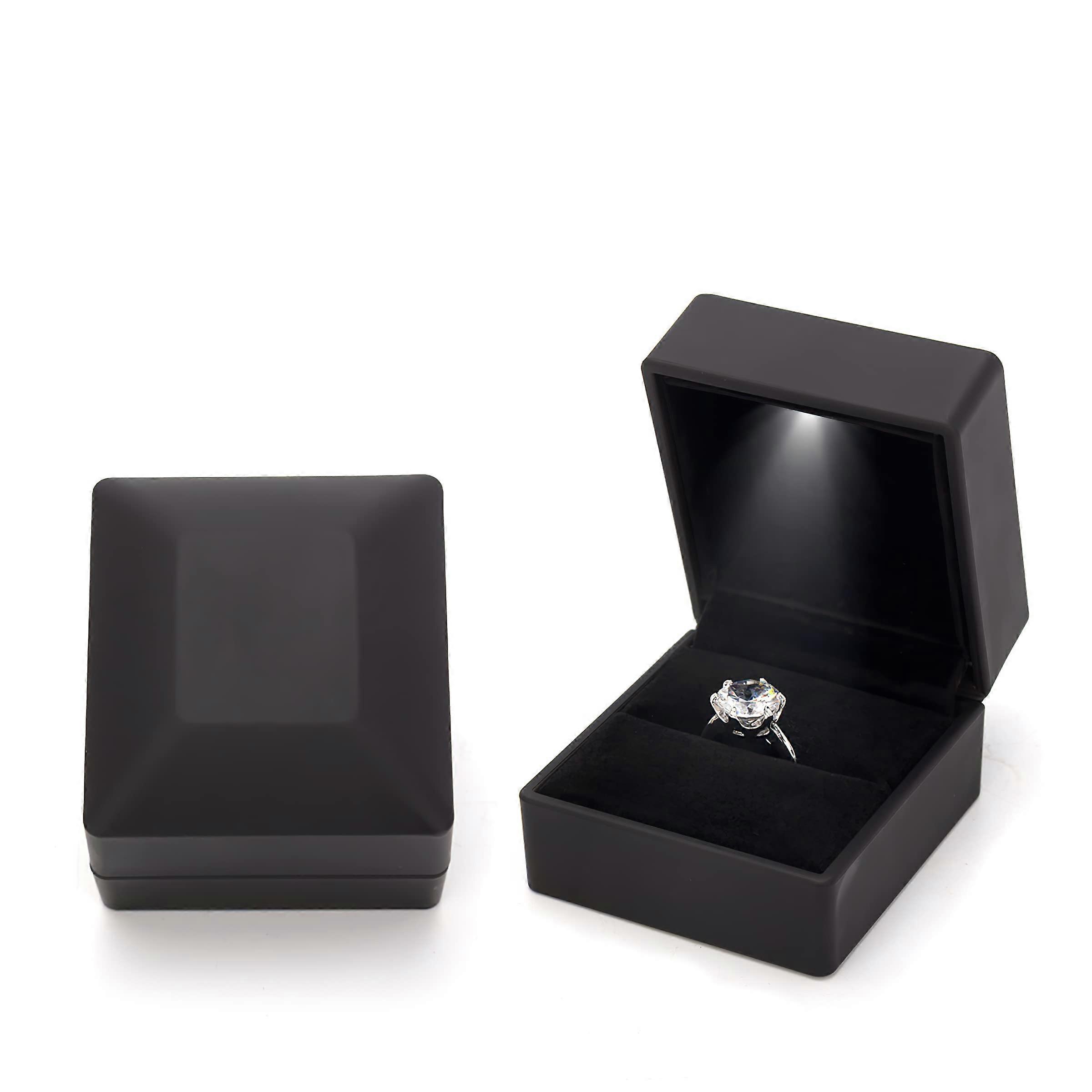 LED Light Ring Box for Proposal - Illuminated Display, Velvet Material, Adjustable Size, Elegant Design