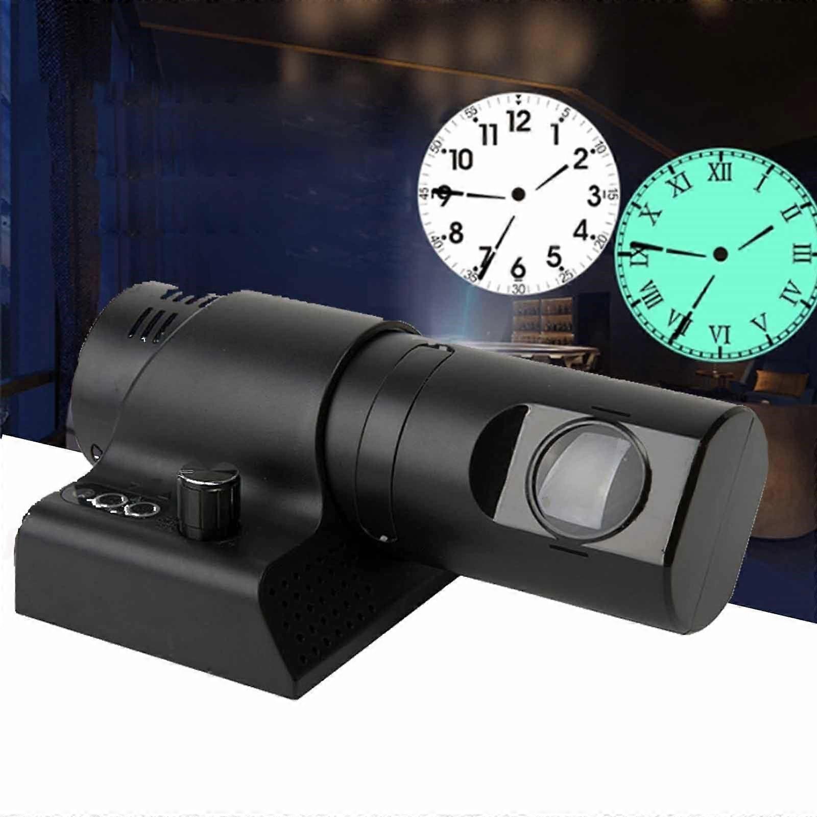 Analog LED Wall Projection Clock with Remote Control and Color Slides  Roman and Arabic Numerals Dials for Home Decors  Black