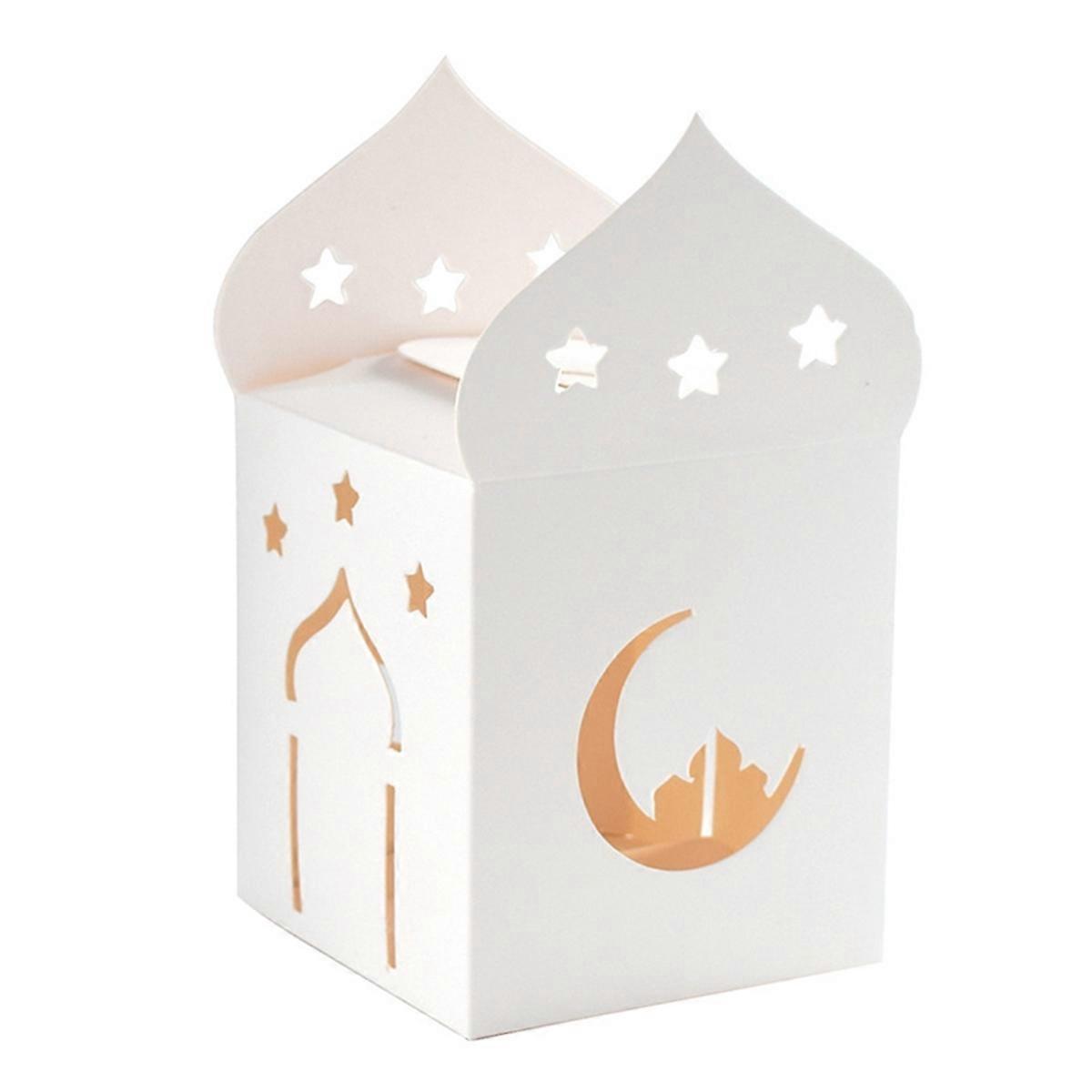 50PCS Eid Mubarak Candy Boxes Hollow Star Moon Cookie Gift