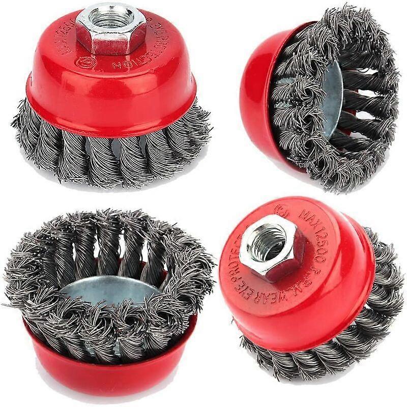 4pcs Twisted Wire Cleaning Brush - 75mm M14 for Angle Grinder Rust Removal