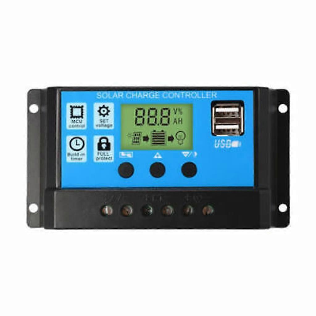 Innovative Solar Charge Controller, Dual USB Output Solar Panel Controller Compatible with 12V/24V Systems, Adjustable Parameters with Indus