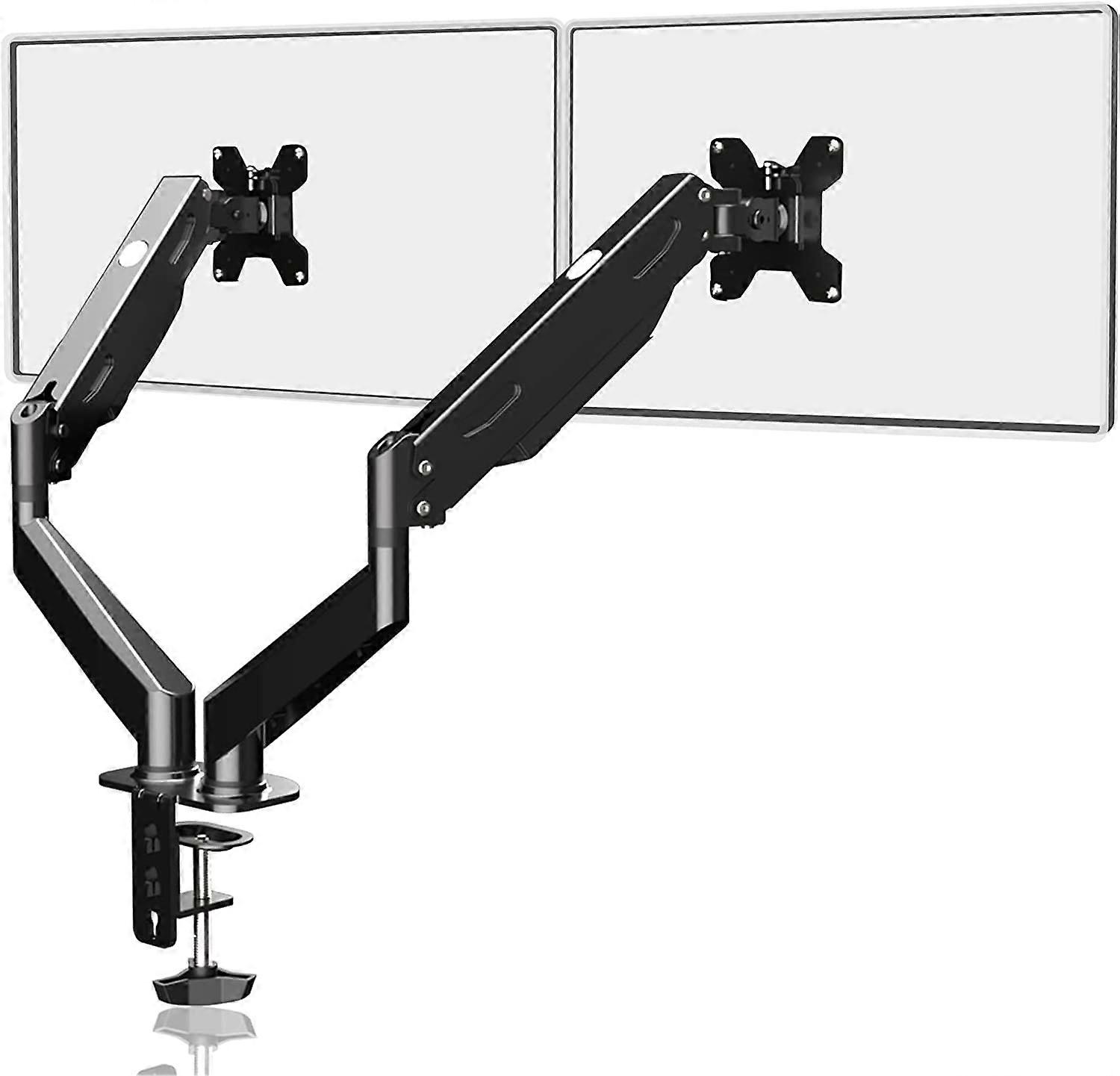Dual Monitor Arm 32 Inch Gas Spring Desk Mount VESA Bracket, Adjustable Tilt Swivel Rotate Stand Up to 22lbs