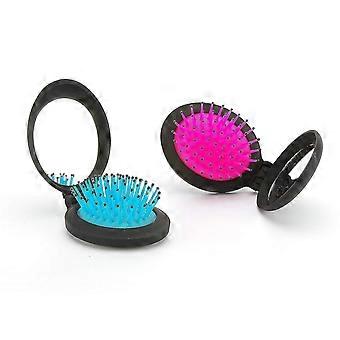 Conjunto de Escova de Cabelo e Espelho de Viagem Compacta - Pacote com 2 Mini Pentes Dobráveis em Fúcsia & Aqua - Perfeito para Cuidados Pessoais em Movimento