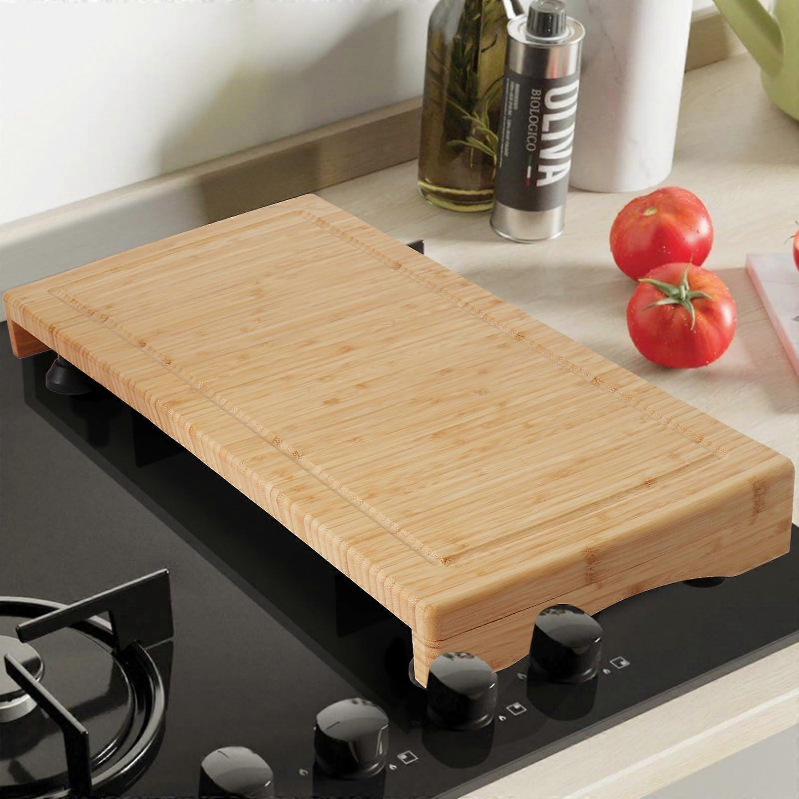 Cookery Cover for Gaseous Stove - Upgraded Cutting Board with Legs and Juice Grooves, Designed for Added Functionality