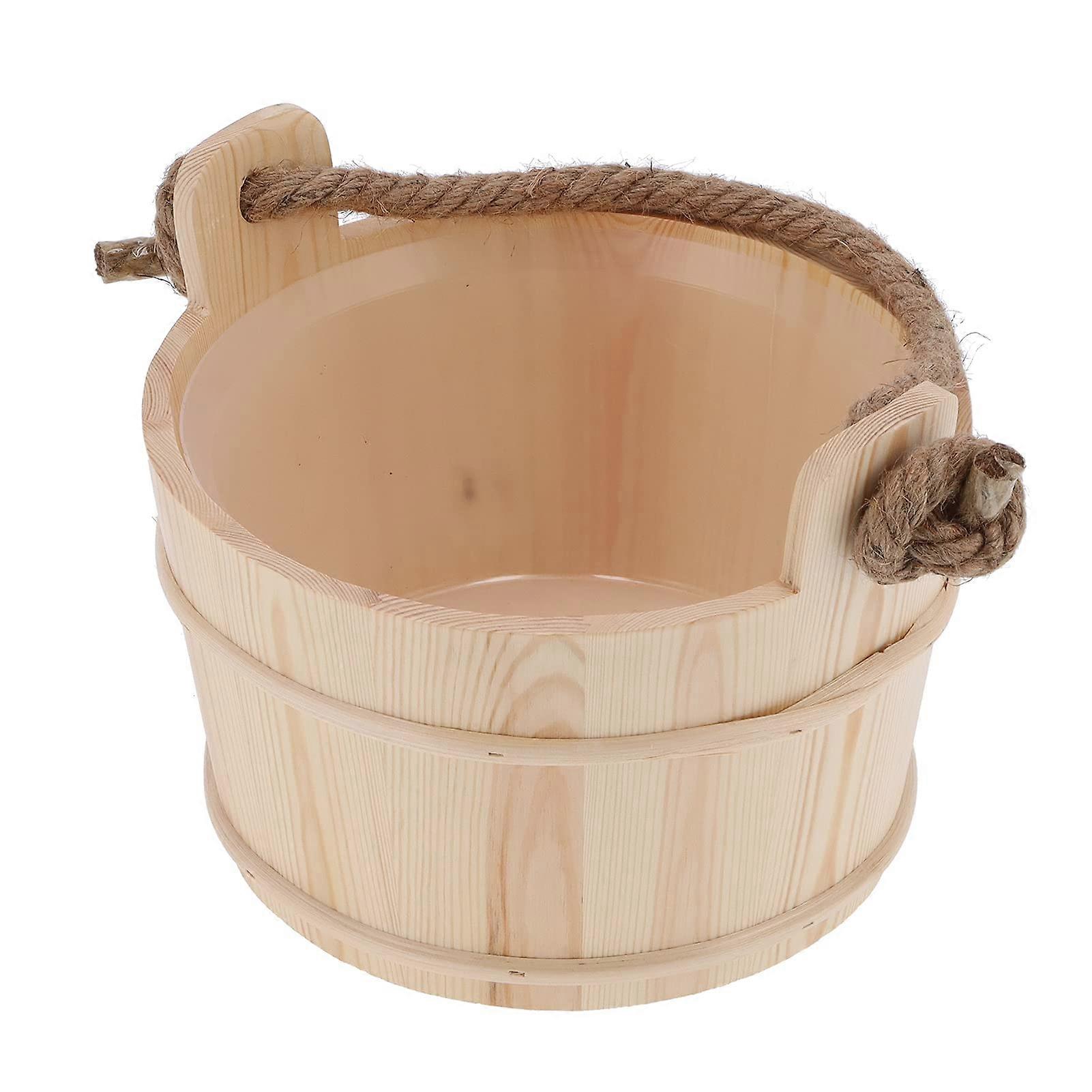 6L sauna bucket, 10.6 x 8.5 large capacity wood barrel, sauna, bathroom, spa, swimming pool with hand strap for sauna spa accessory