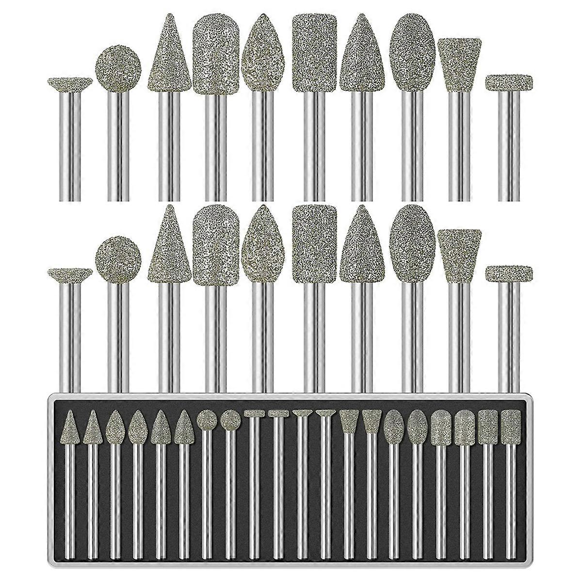 20Pcs 60Grit Diamond Grinder Bit 1/8In Shank