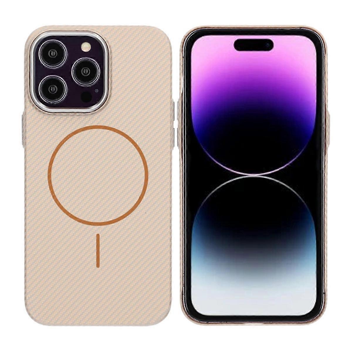 iPhone 14 Pro Max Mobilskal Carbonmönstrad - Guld