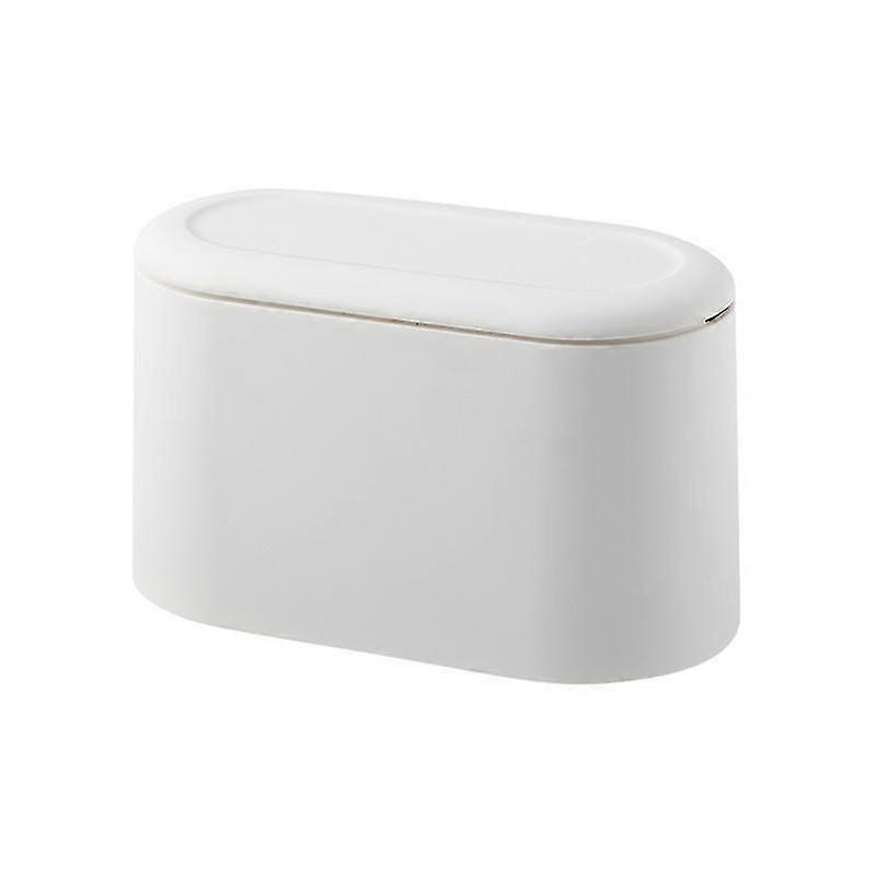 Mini Trash Can with Lid - Removable Small Garbage Can (White)