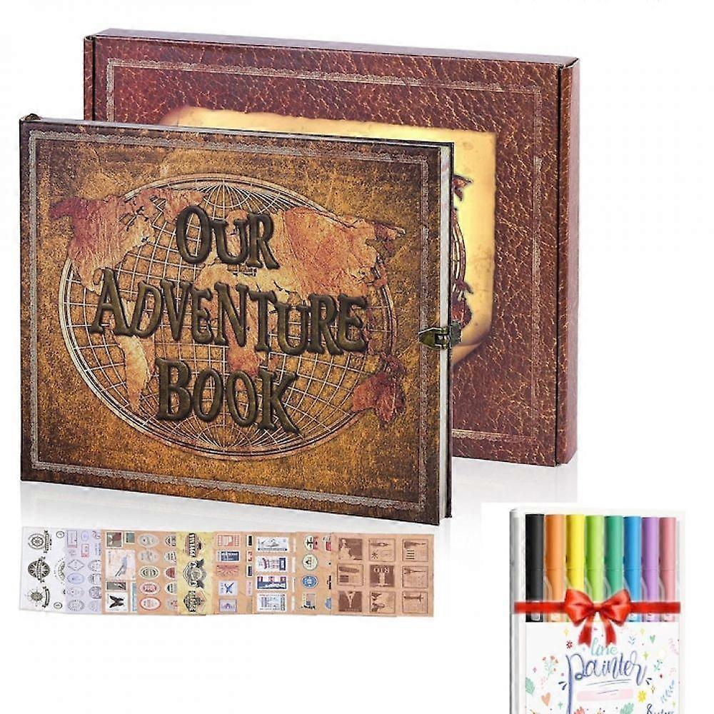 Adventure Notebook - Yellow + Marker Pen - Double Line Contour Pen - Color Rod 8 Colors