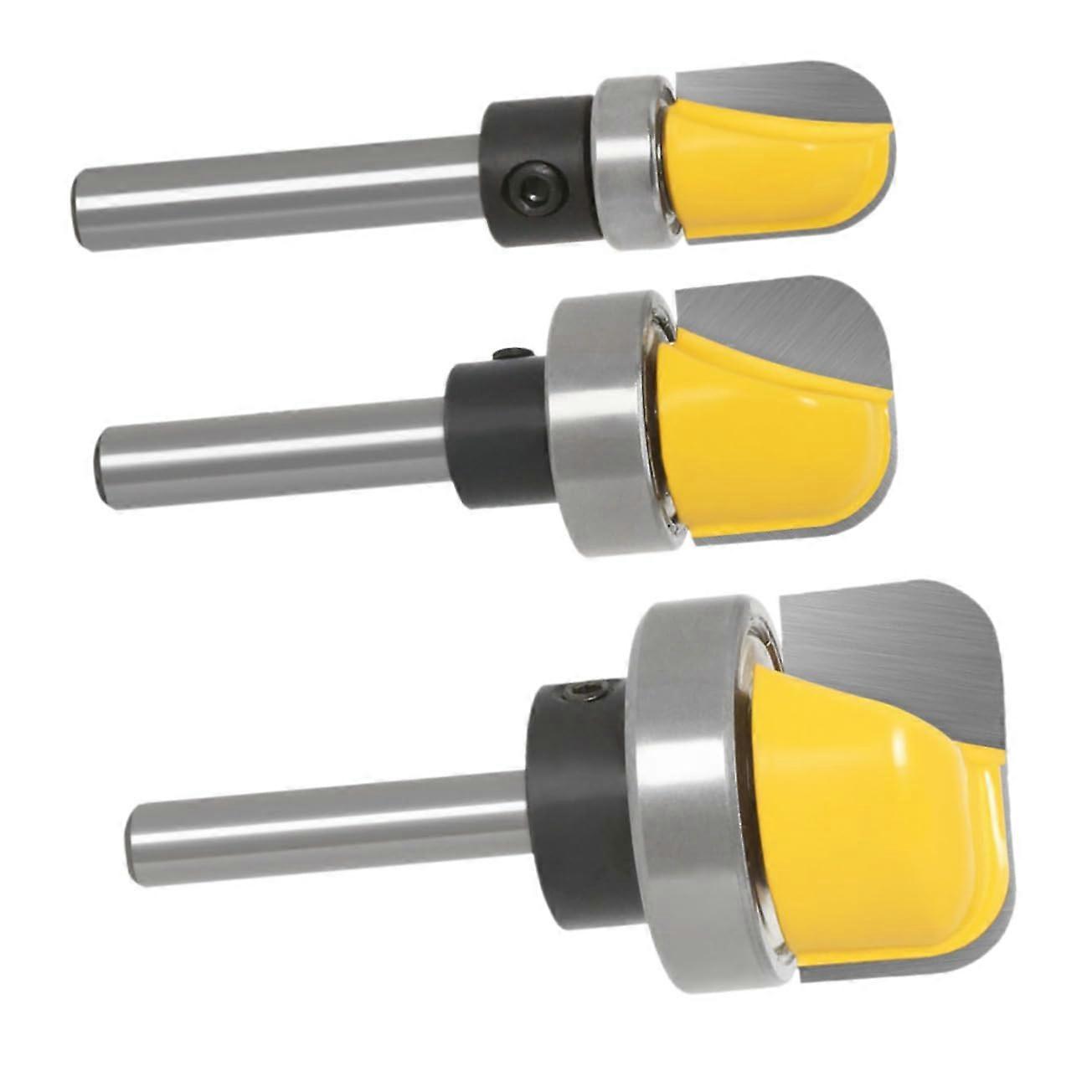 Wear-Resistant Woodworking Milling Cutters 3pcs Round Bottom Grooving Cutters for Cleaning and Trimming, 1/4 Inch Shank