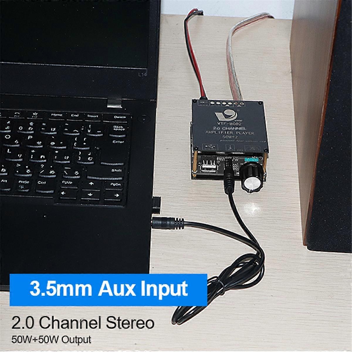 Bluetooth 5.3 50W+50W Stereo Dual Channel Amplifier Board TPA3116D2 Audio Receiver for Home Passiv
