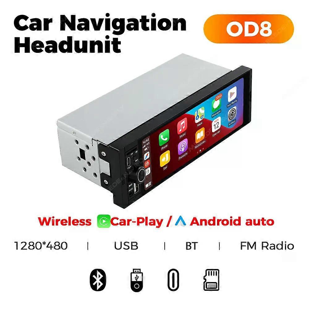 NaviFly 6.86" Touch Screen 1 Din Car Stereo Multimedia Player Wireless CarPlay Android Auto Universal 1DIN MP5 Player FM Radio
