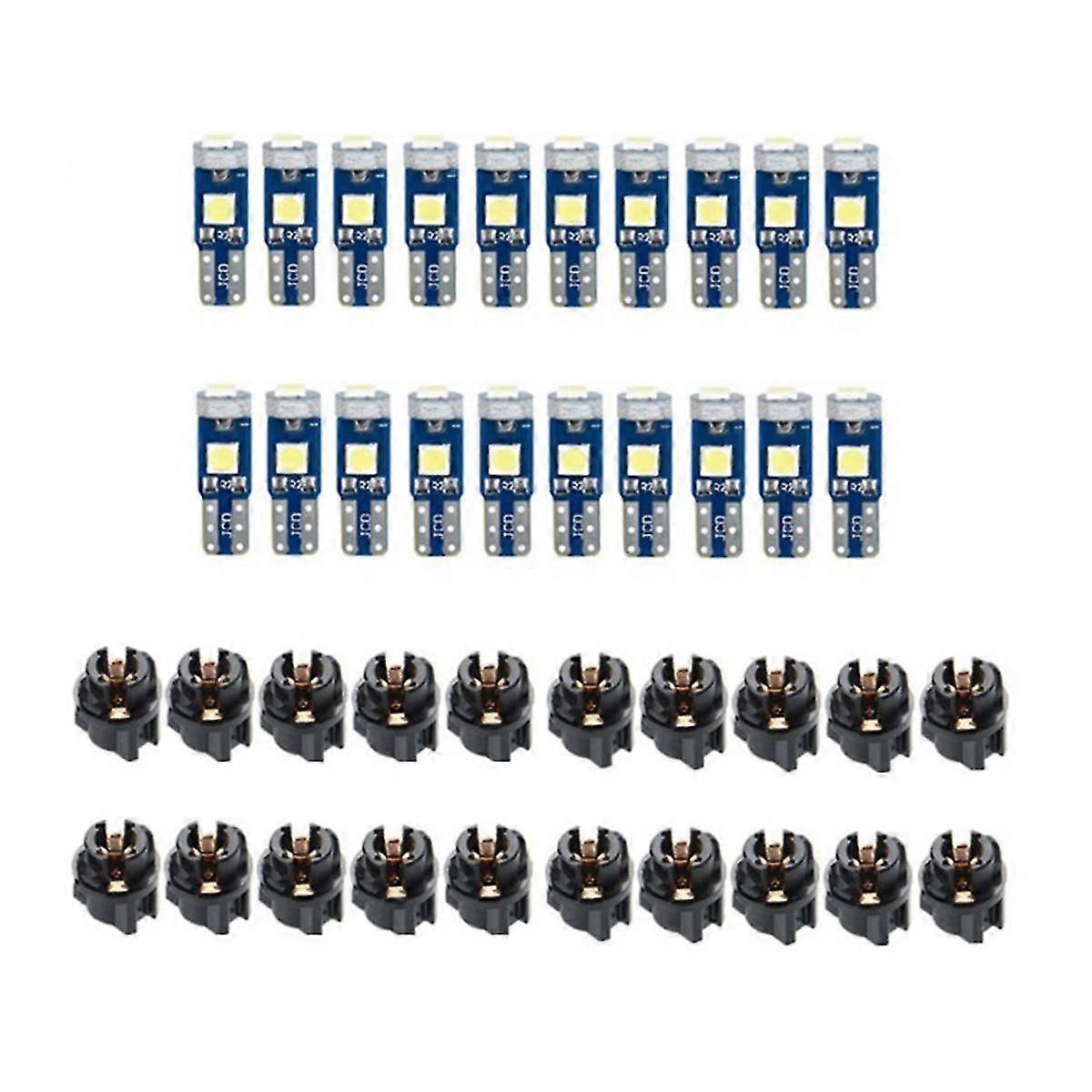 20Pcs T5 LED Lights for Car Dashboard Panel Gauge Indicator, 3030-3SMD Light Replacement with Twist