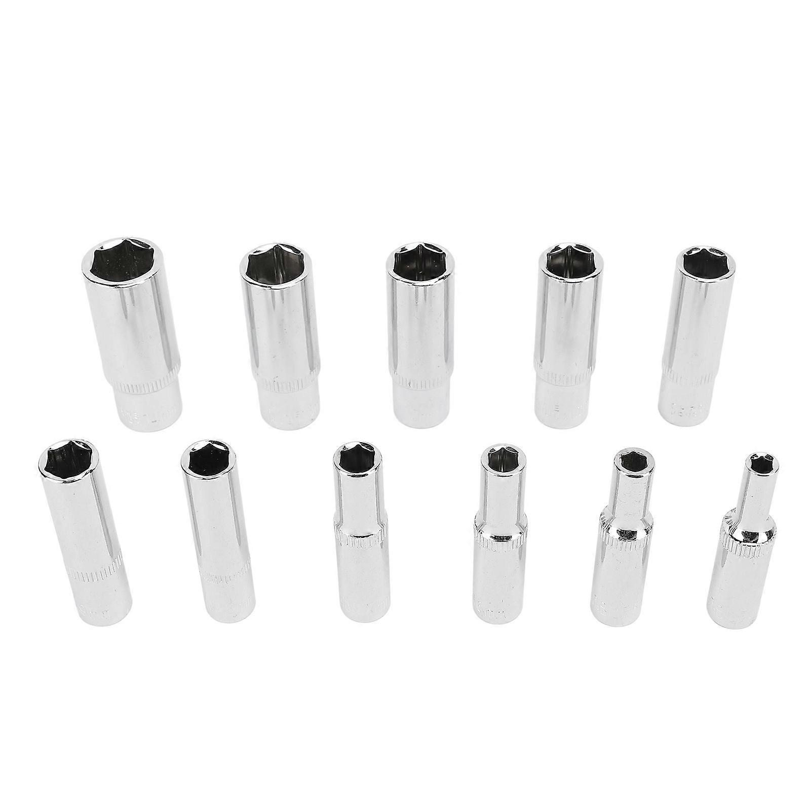 11-Piece 1/4" Hex Extended Deep Socket Set 4-14MM Chrome Vanadium