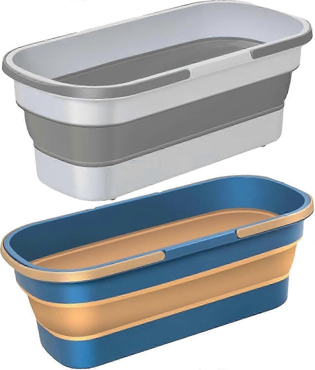 with Wheels 12L Foldable Mop Bucket Laundry Basket with Handle, Large Collapsible Plastic Bucket for House Cleaning, Camping