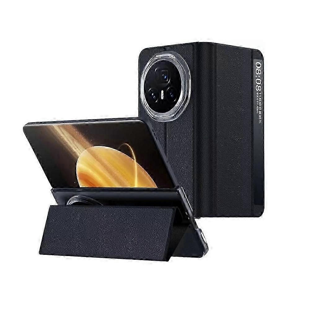 Genuine Leather Protective Case with Intelligent Sleep Mode & Magnetic Attraction for Honor MagicV3 Phone