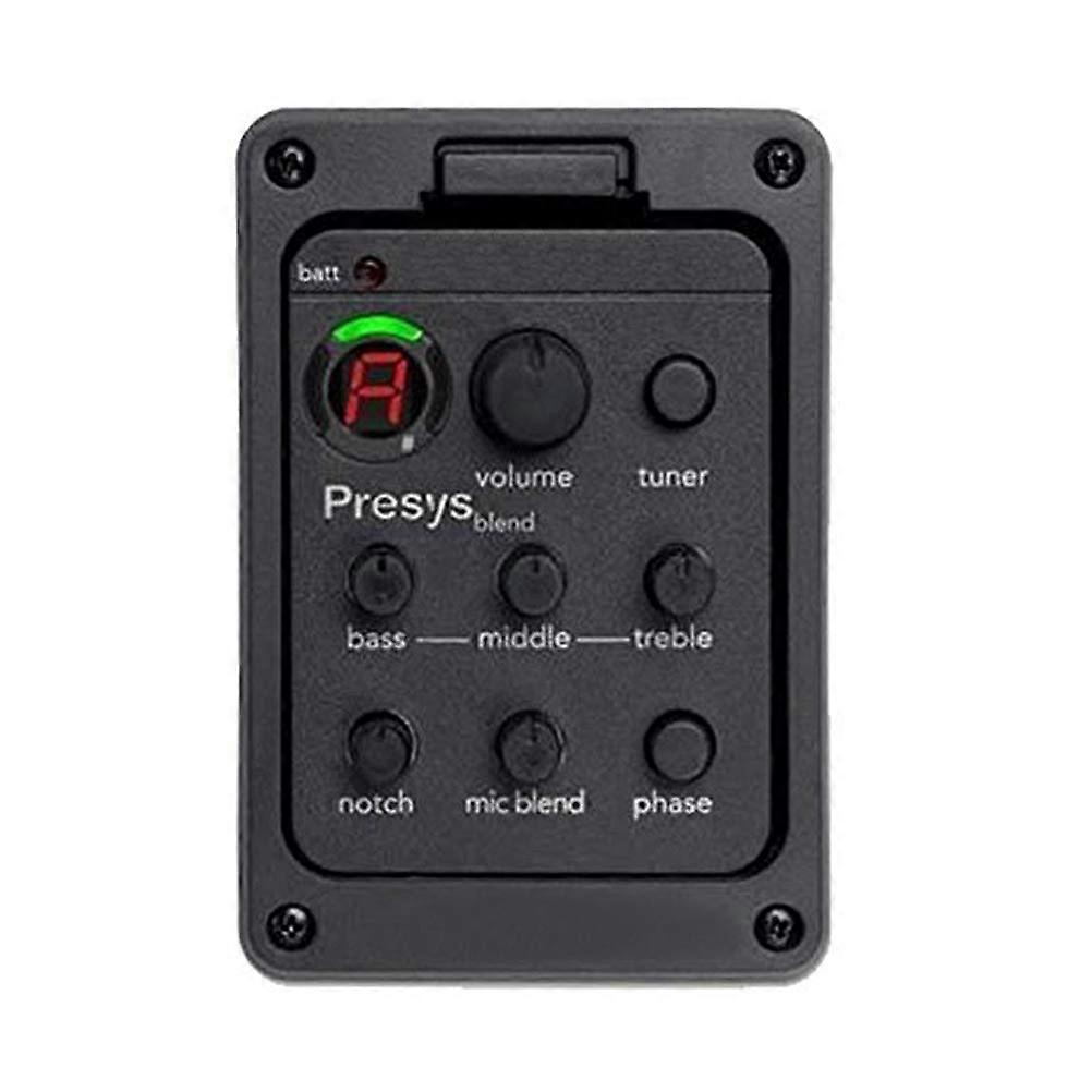 Guitar Preamp EQ Tuner with LED Display, Phase Switch, and Piezo Pickup for Acoustic Instruments - Black