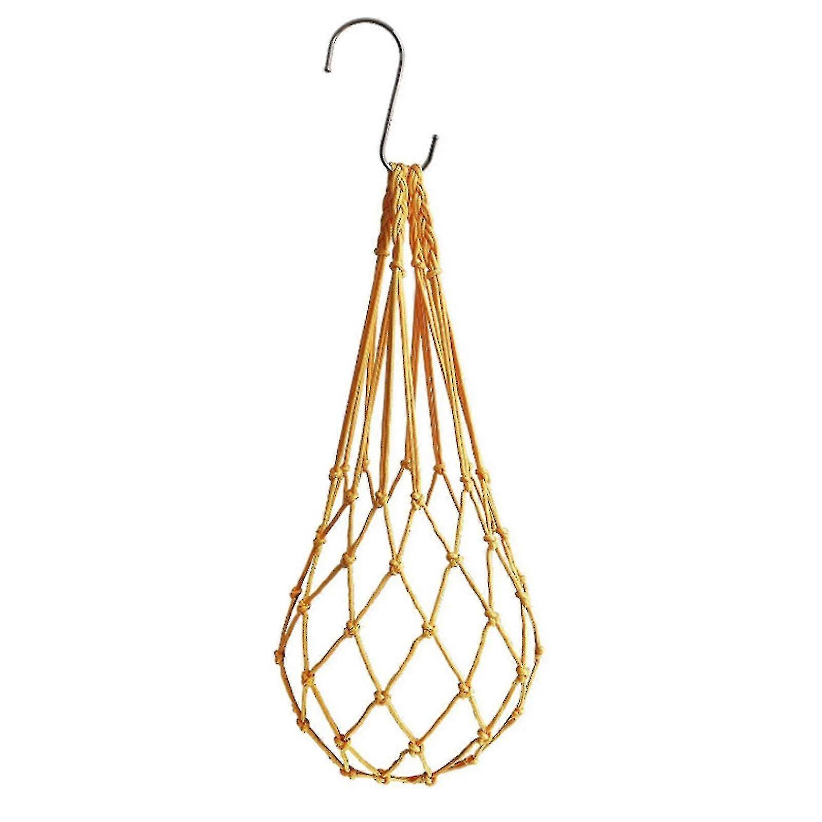 Hanging Poultry Feeder Net Bag with Hook Lightweight Woven Yellow