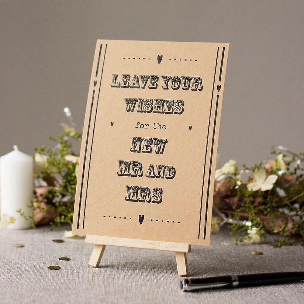 Guest Book Sign Kraft 'Leave Your Wishes' Sign And Easel Wedding