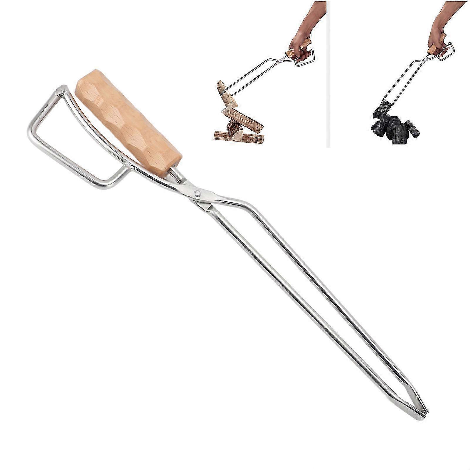 Peistang i rustfritt stål med trehåndtak - lang vedtang