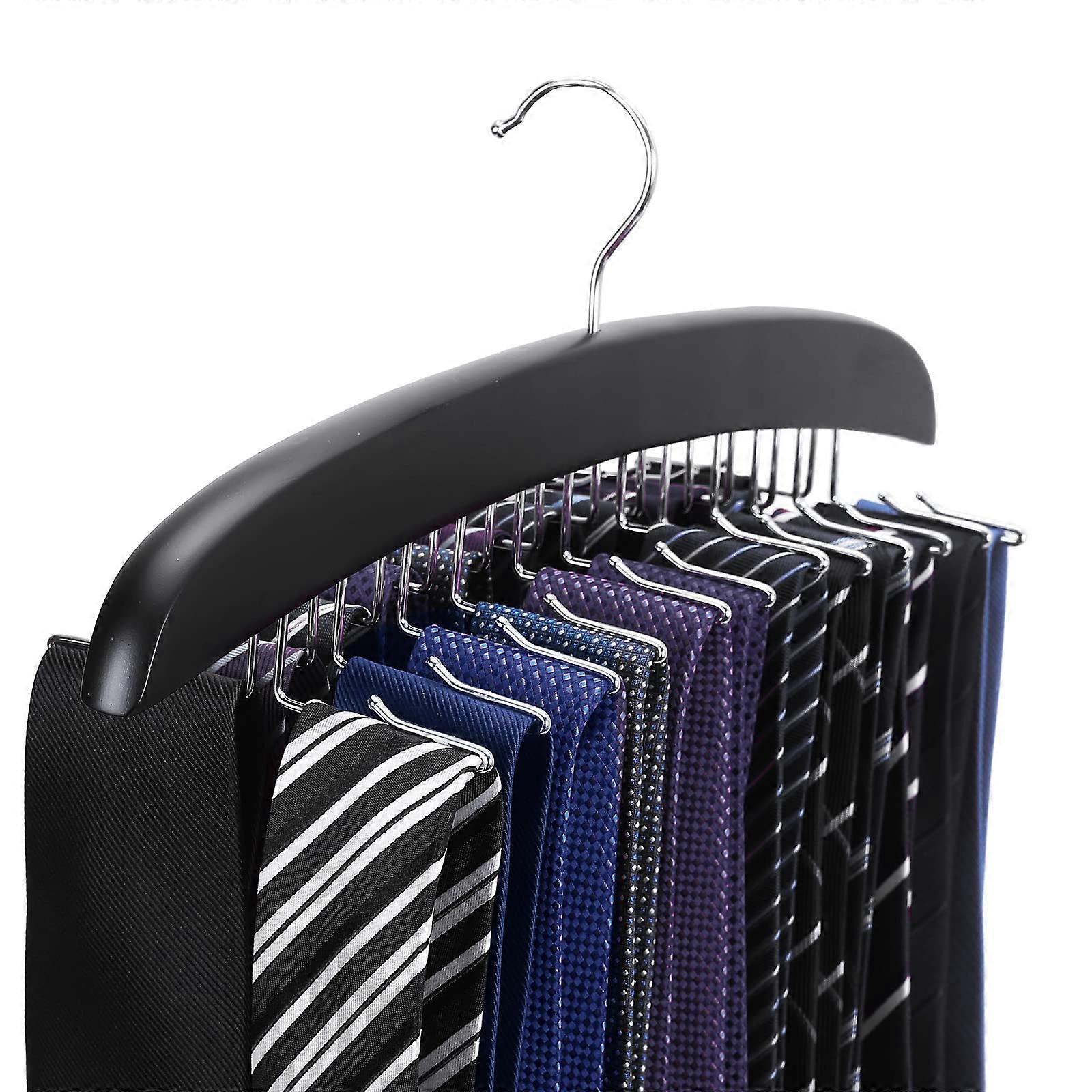 Black Wooden Tie Holder 24 Hooks