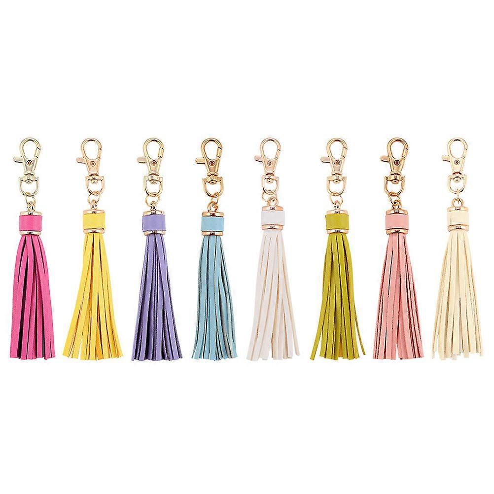 8pcs Creative Tassel Keychains with Bag Pendants for DIY Decor, Handbags, School Bags & Keyring Accessories – Random Color