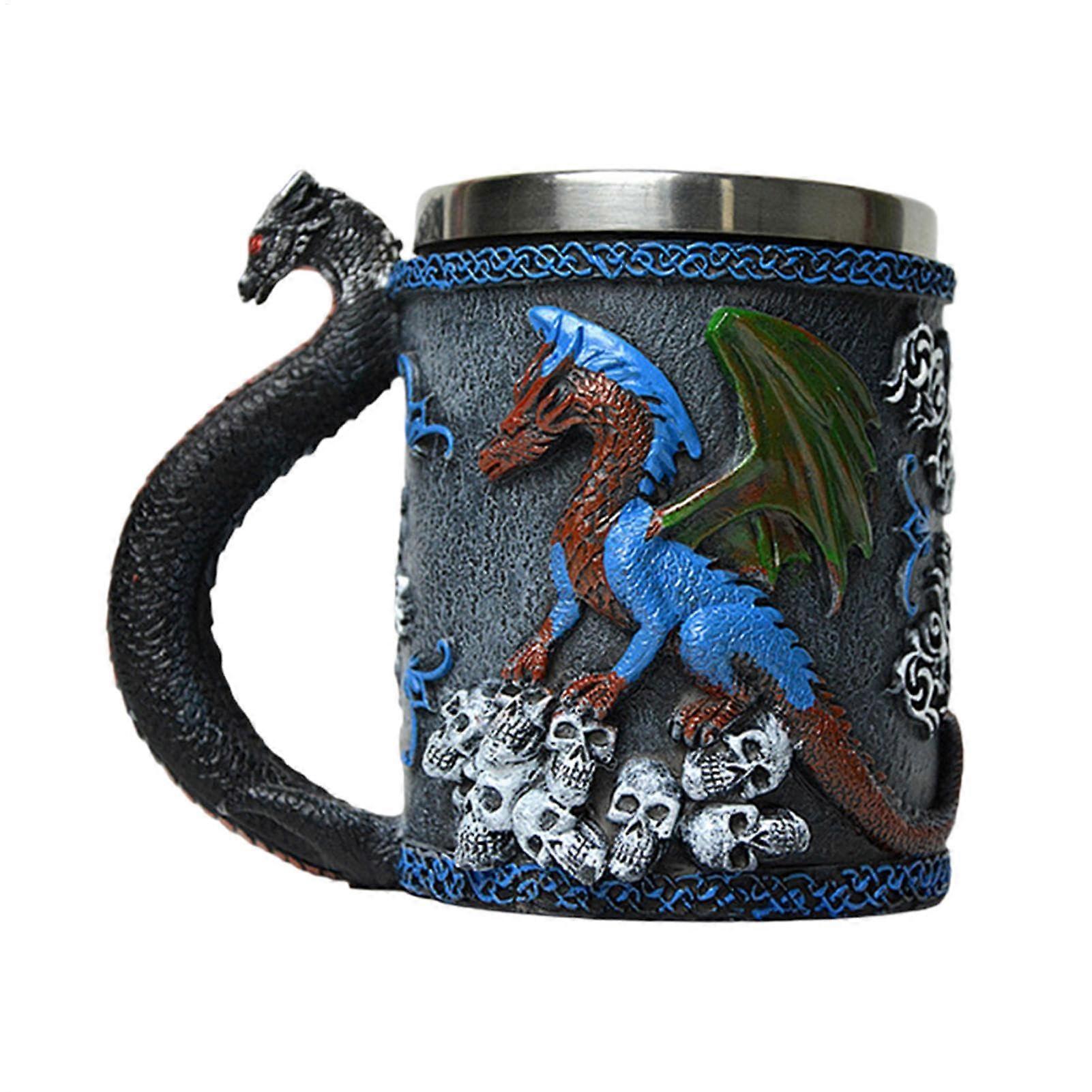 Stainless Steel Cup – Medieval Design, 420ml Reusable Drinkware for Hot and Cold Beverages, 4.72 x 5.51 Inch, Blue