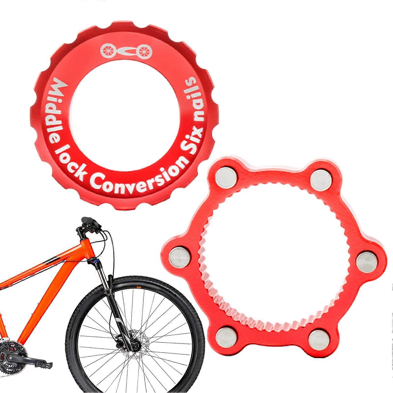 Centerlock Adapter, Disc Brake Hub Adapter, 6Hole Adapter Rotor Compatible with Mountain Bikes, Dirt Bikes and Bicycle Brakes red