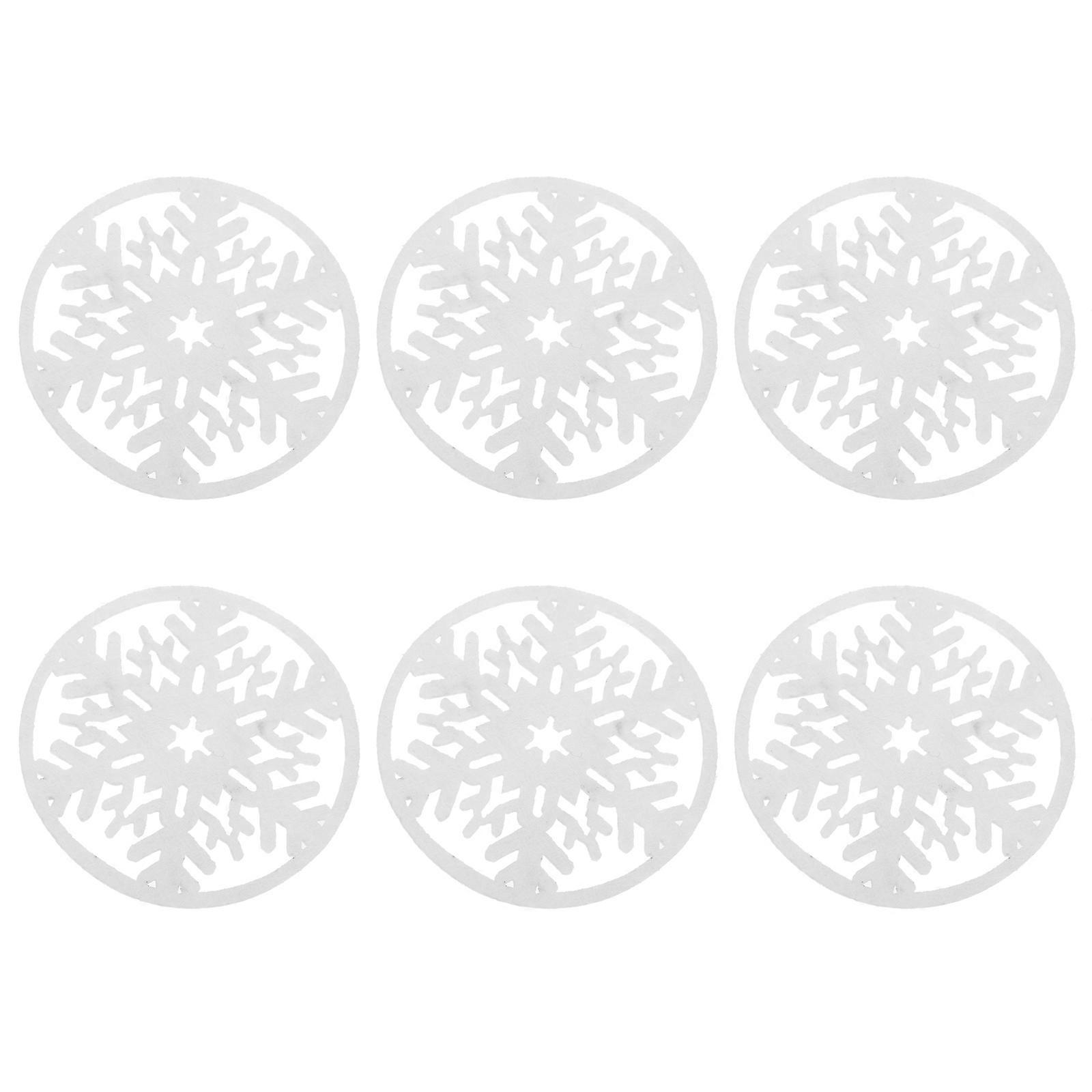Dessous de verre en feutre blanc (lot de 6) avec protection thermique pour Noël