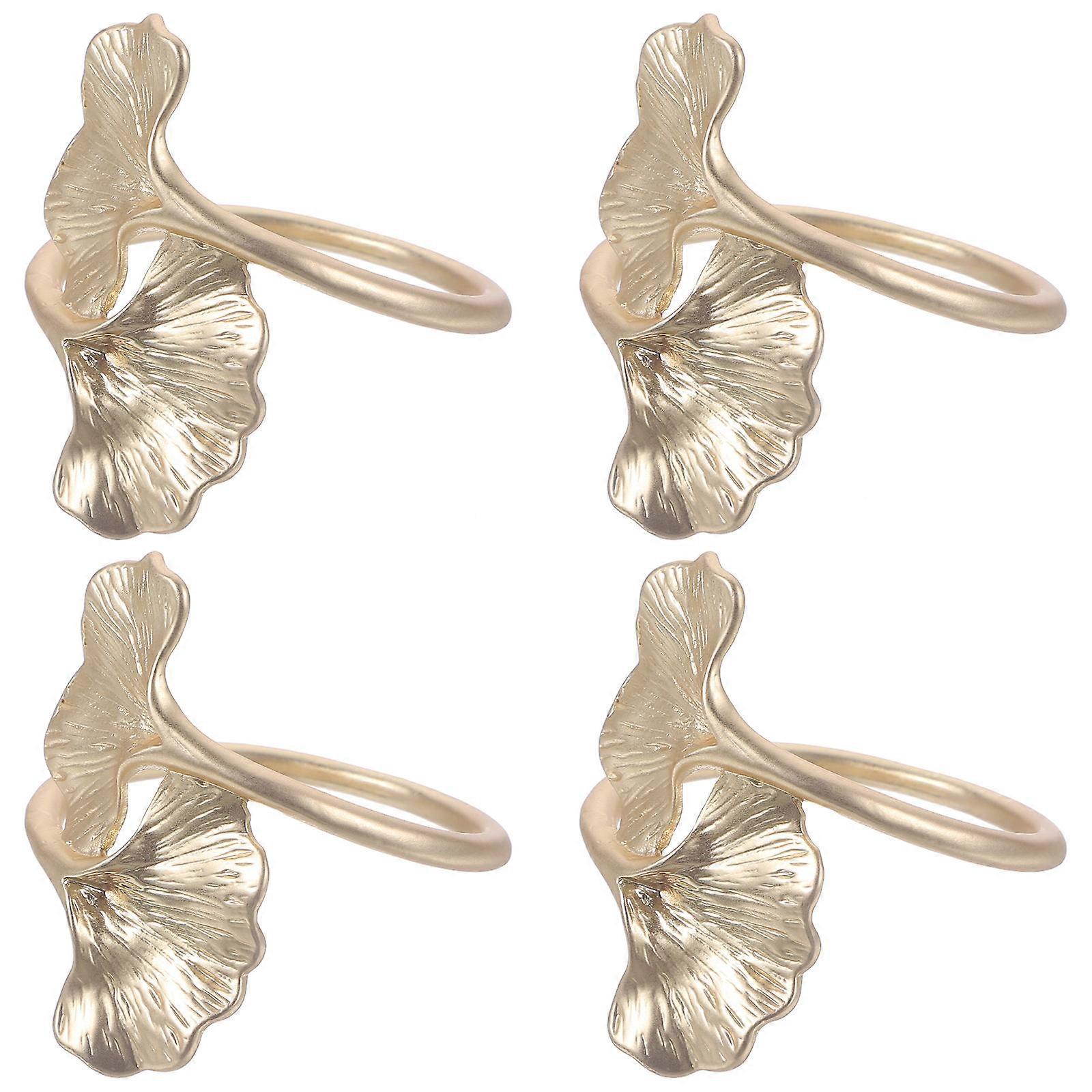 Ginkgo Leaf Napkin Holders Golden 4Pcs Table Decor for Dining Table Accessories