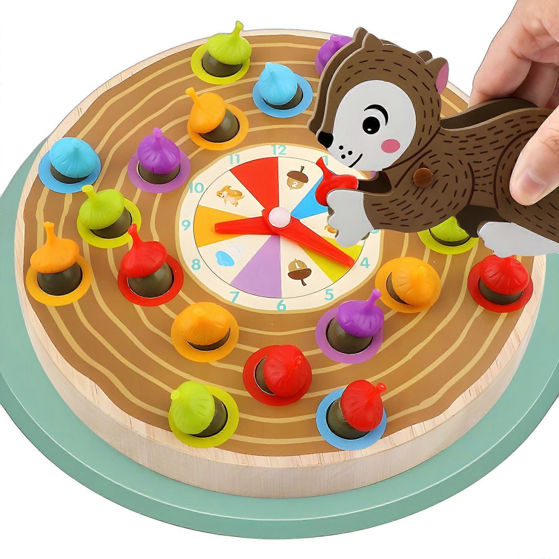Fun Squirrel Clip Nut Turntable Game Children's Fine Motor Memory Training Puzzle Clip Bead Puzzle Early Education, Fun Desktop Game